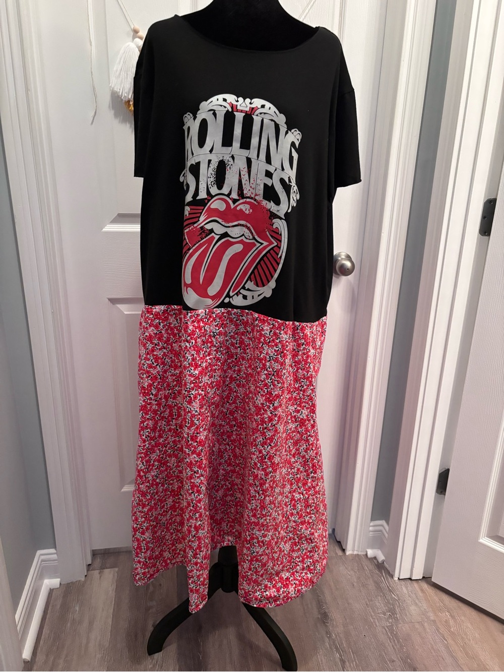 Rolling Stones upcycled midi dress XXL see description- one of a kind